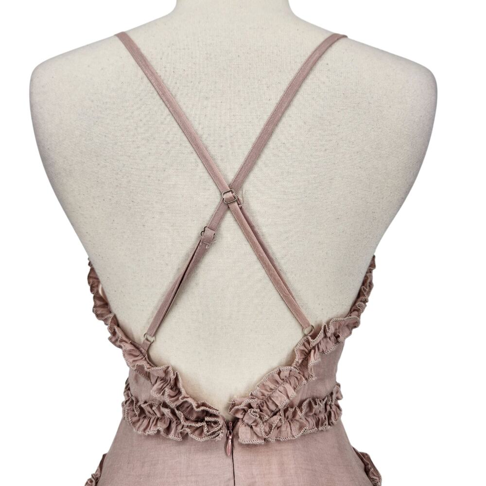 NWT Princess Polly The Dawning Mini Dress Mocha Pink Ruffle Hem Feminine Flirty - Picture 9 of 10